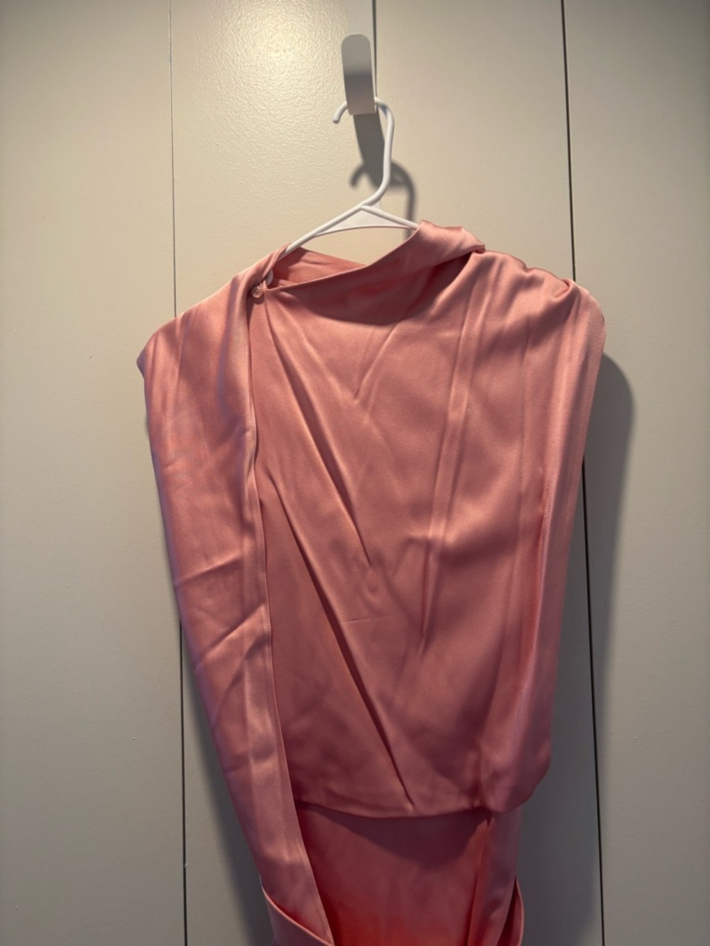LAPOINTE Satin Scarf-Neck Dress